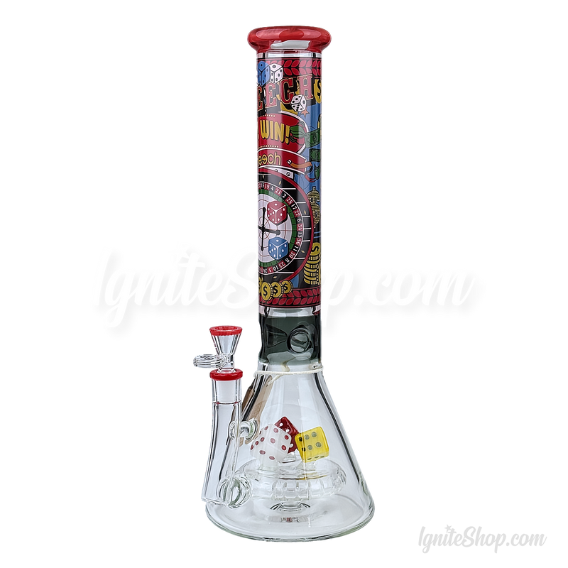 CHEECH Glass 15inches DICE-THEMED VIBRANT CASINO BEAKER - CHE375