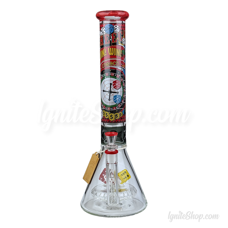 CHEECH Glass 15inches DICE-THEMED VIBRANT CASINO BEAKER - CHE375