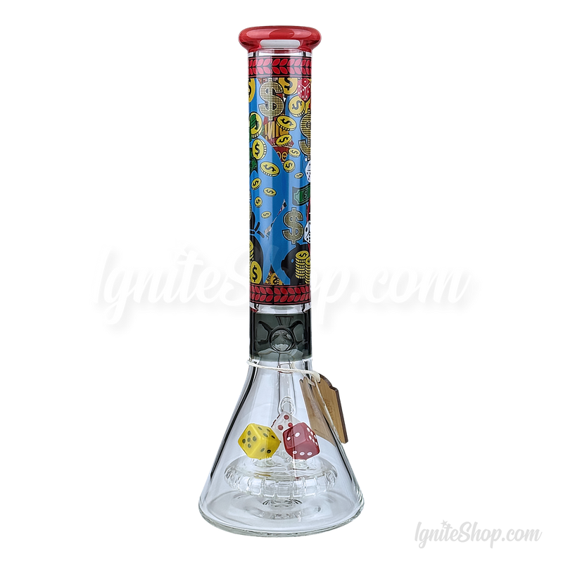 CHEECH Glass 15inches DICE-THEMED VIBRANT CASINO BEAKER - CHE375
