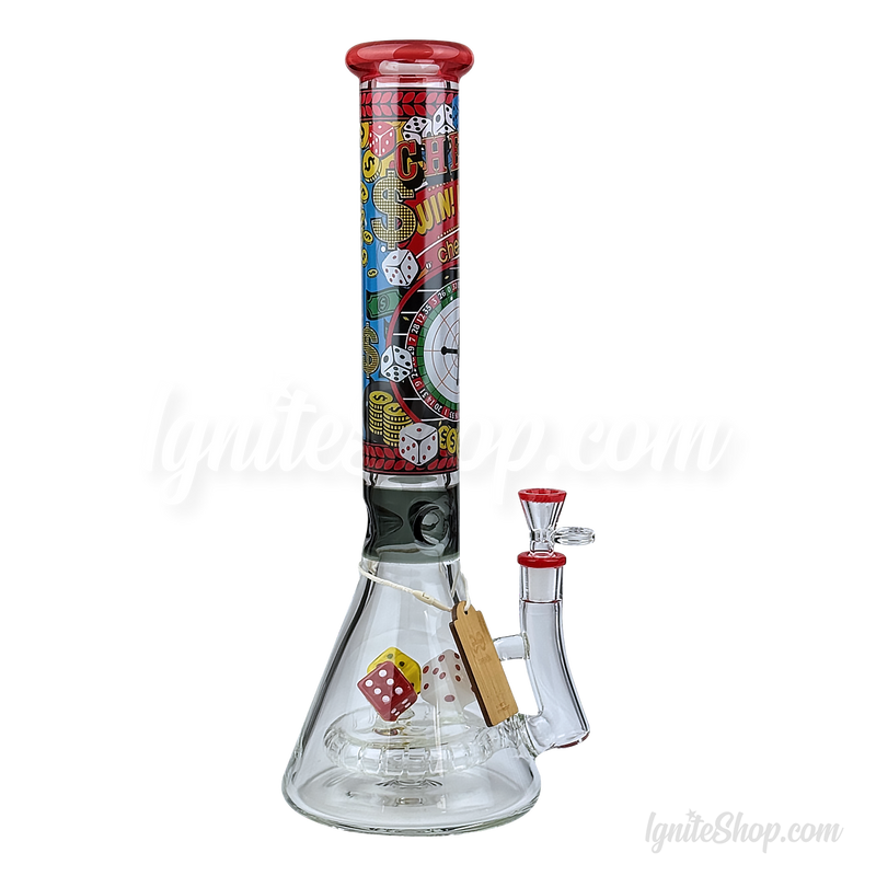 CHEECH Glass 15inches DICE-THEMED VIBRANT CASINO BEAKER - CHE375