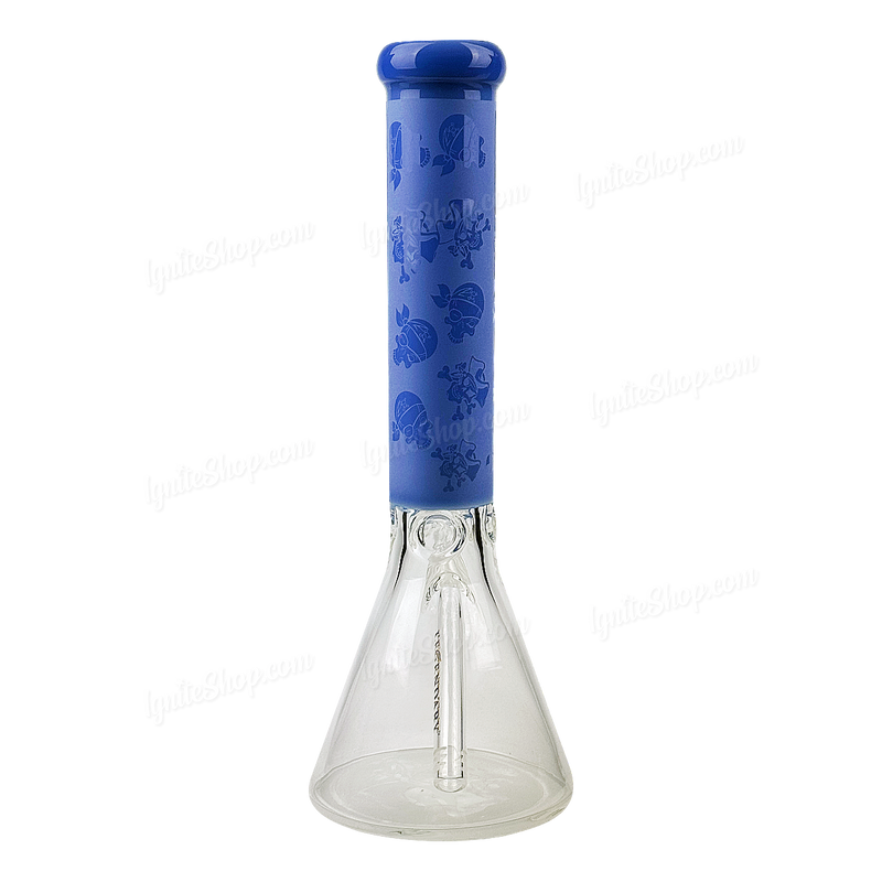 Legendary Glass Sandblast Beaker 16inches LG259 - JADE BLUE