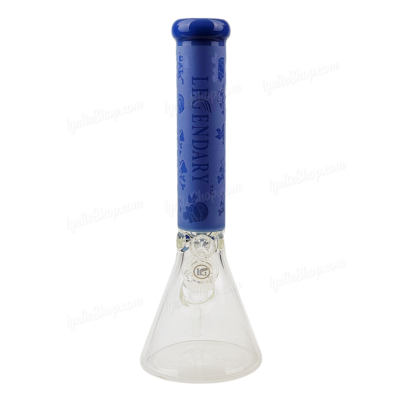 Legendary Glass Sandblast Beaker 16inches LG259 - JADE BLUE