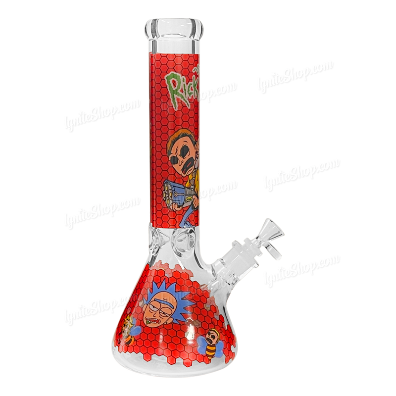 OG Original Glass Rick & Morty Decal Beaker 14inches 7mm - RED