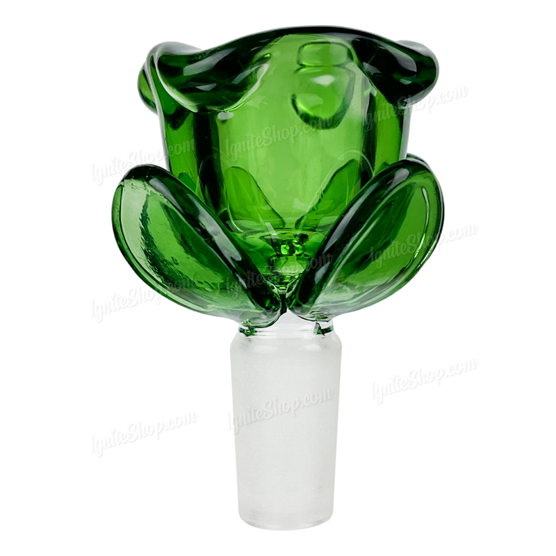 ROSE shape glass large bowl 2 1/2 inches 14mm - GREEN