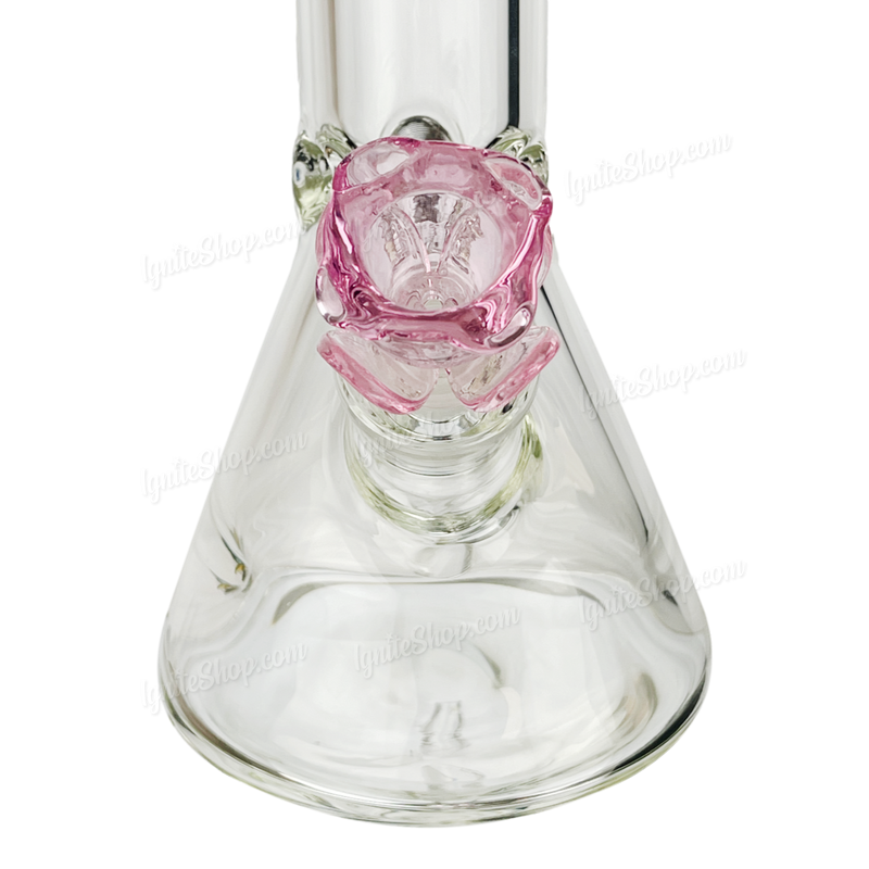 ROSE shape glass large bowl 2 1/2 inches 14mm - PINK