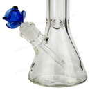 ROSE shape glass large bowl 2 1/2 inches 14mm - BLUE