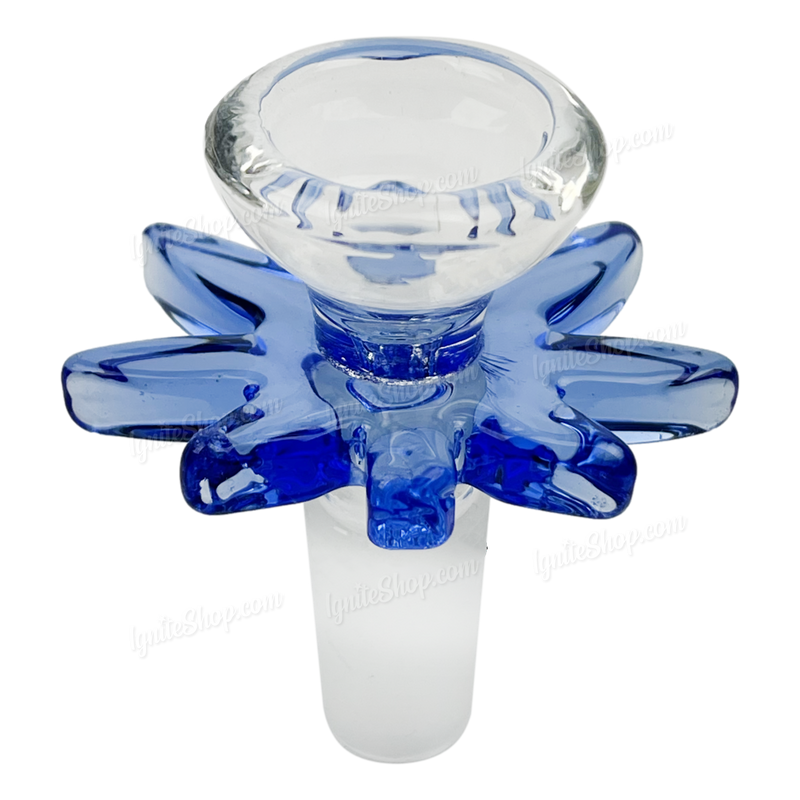 Leaf Shape Handle Bowl Piece Thick Glass 14mm - BLUE