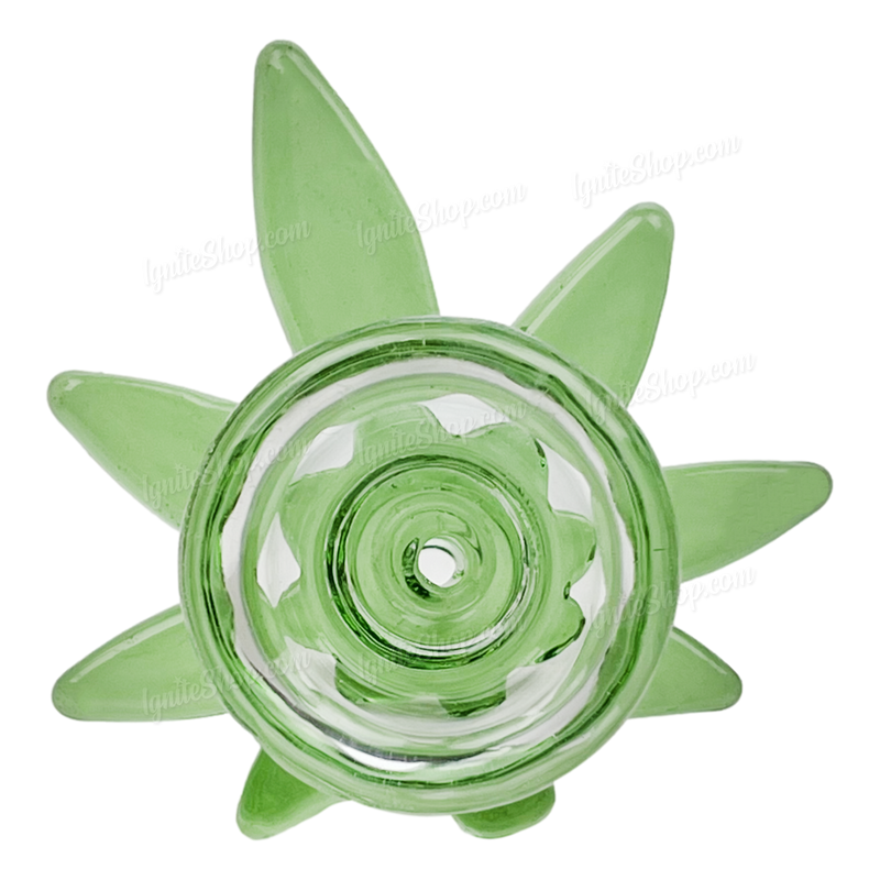 Leaf Shape Handle Bowl Piece Thick Glass 14mm - GREEN