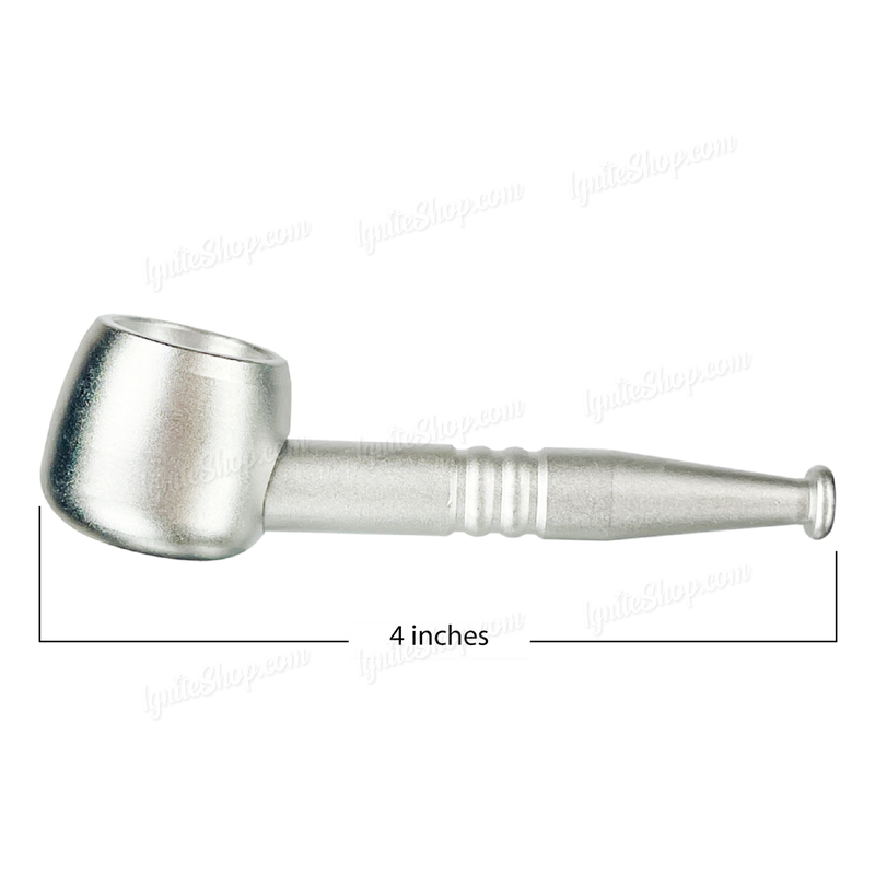 Screw On Smoking Pipe 4 inches with Free Metal Screen - SILVER
