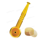 Screw On Smoking Pipe 4 inches with Free Metal Screen - GOLD