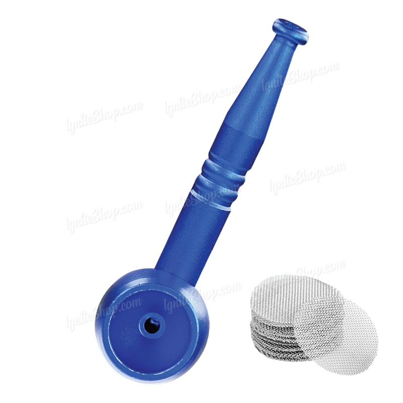 Screw On Smoking Pipe 4 inches with Free Metal Screen - BLUE