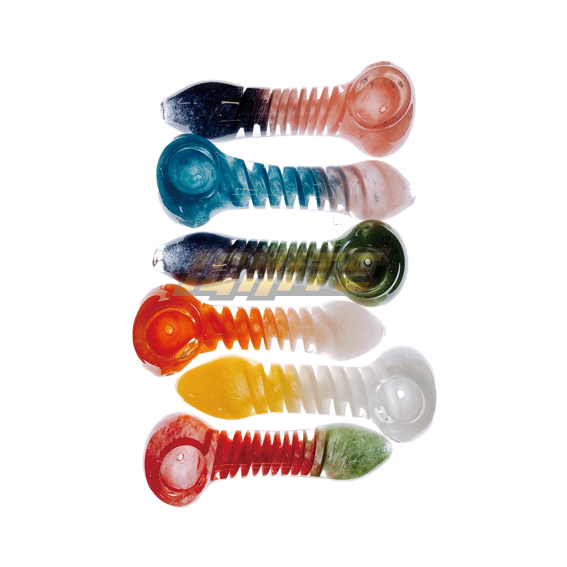 Glass 4.5" Handmade twist Hand Pipe_different side color