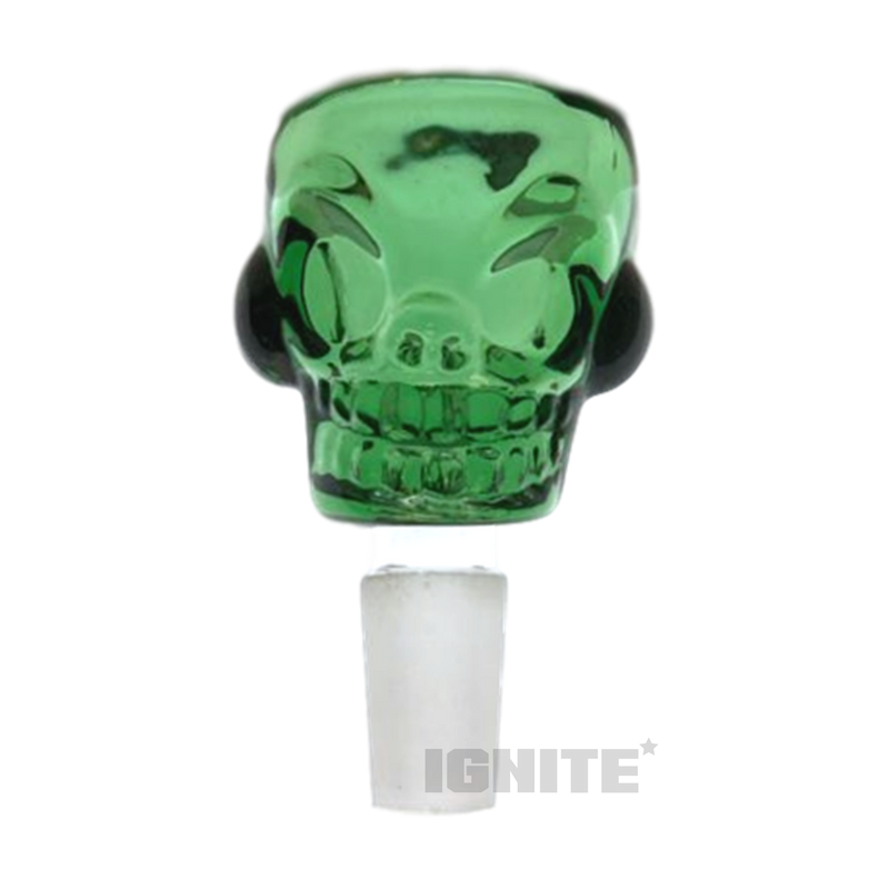 Premium Glass Bowl Skull - GREEN