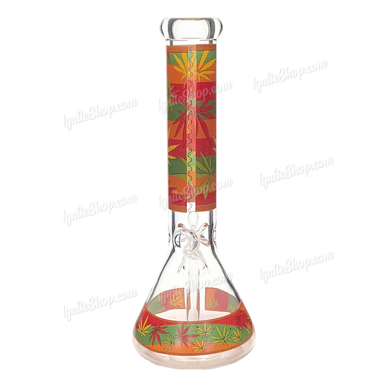 Colorful Leaf Pattern Beaker 14inches 7mm - GP1796