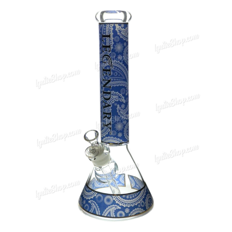 Legendary Glass LG210 Paisley Pattern Beaker 14inch - BLUE