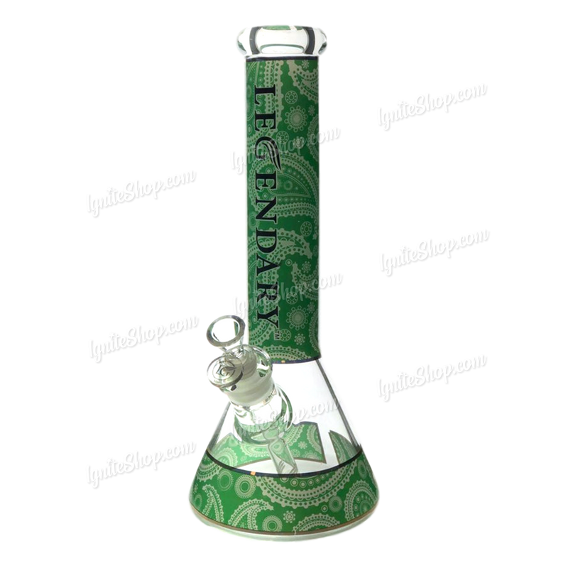 Legendary Glass LG210 Paisley Pattern Beaker 14inch - GREEN