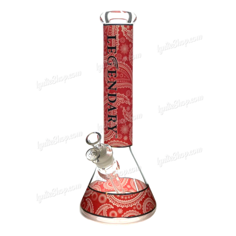 Legendary Glass LG210 Paisley Pattern Beaker 14inch - RED