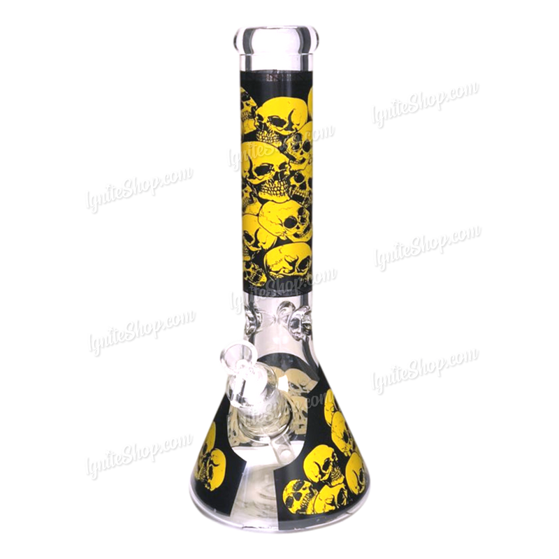 Skull Decal Beaker 14inch - YELLOW