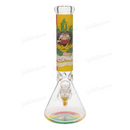 Smoking Man Rasta Color Beaker Bong 14inches 7mm GB1116 -