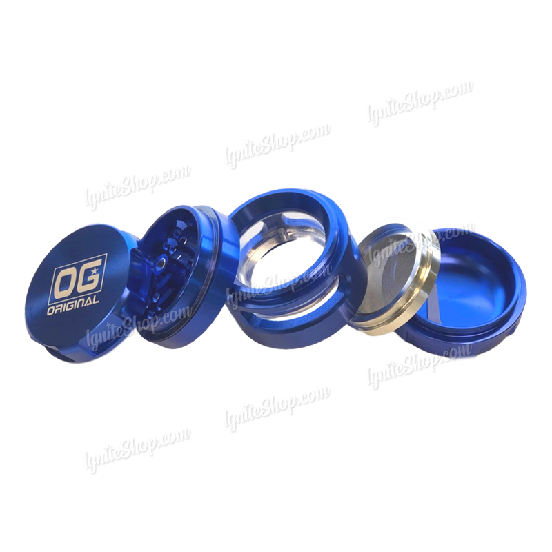 OG Original Glass 5Layers Side Window Zinc Aluminum Grinder - BLUE